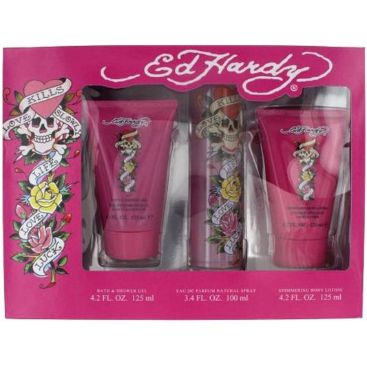 Ed Hardy Love Kills Slowly 3 pcs Gift Set By Christian Audigier for Women